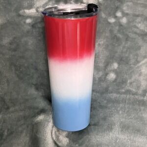 Americana Flag Red White Blue Patriotic 20oz Tumbler Cup With Lid
